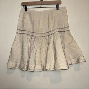 Ralph Lauren Women’s 8 100% Linen Ruffle Mini Skirt Western Beige Made In Italy